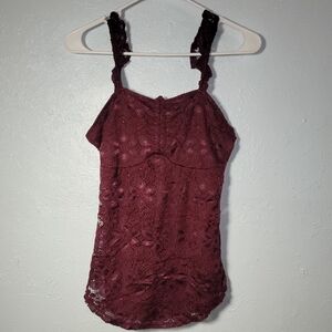 No Boundaries 3/5 Burgundy Lace Top